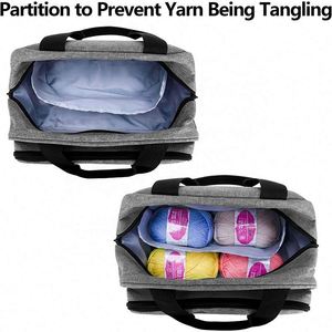 BSCI Factory Custom Portable <b>Knitting</b> Tote Bag Travel Yarn <b>Storage</b> Bag Craft Tote Organizer Bag - Product Image 2
