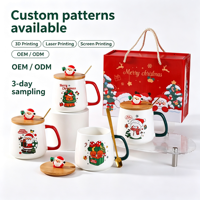 Ensemble de tasses en céramique créatives pour Noël avec motif Père Noël, résistantes aux hautes températures, boîte cadeau incluant tasse, couvercle et cuillère