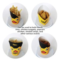 Boîtes d'emballage jetables carrées inclinées pour frites, design dessin animé canard, pour fast-food, gaufres aux œufs, nuggets de poulet, snacks