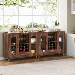 Armoires de bar SENYU avec éclairage LED, armoires de bar à café modernes, armoires à vin avec casiers à bouteilles, armoires de buffet latérales - Product Image 5