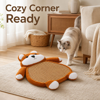 Tapis rafraîchissant personnalisé en forme d'ours pour animaux de compagnie, coussin de couchage d'été en rotin, tapis de lit résistant aux griffures pour chats et chiens, accessoires pour animaux de compagnie