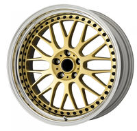 Velg Tempa 2-Piece Khusus Berlapis Emas dengan Bibir Poles, Terbuat dari Paduan Aluminium 6061-T6 Berkekuatan Tinggi untuk BMW Benz