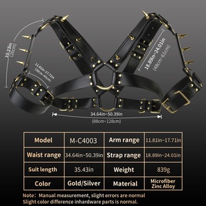 FUNSM Male Body Chest Belt with Spike Leather <b>Harness</b> Sexy Shoulder BDSM Chest Belt Adult Products Sexy <b>Harness</b> - Product Image 2