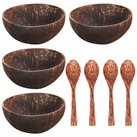 Estick DIY Set Bols à Noix de Coco Cuillères en Bois Coquille Naturelle Marron Écologique Durable Ustensiles de Cuisine 2 Boîtes Logo Personnalisé Fête