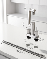 Robinet de cuisine avec filtre à eau intégré à double poignée, 1080 °   Acier inoxydable SS304 rotatif