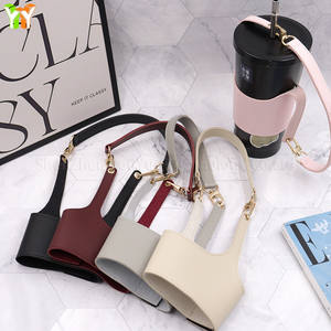 快速运输PU皮革咖啡杯套便携式袖套瓶套饮料架用于水瓶茶手提套 - Product Image 1