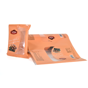 Bolsa con cremallera y logotipo personalizable, rollo de película laminada de plástico, embalaje de grado alimenticio a prueba de humedad PE para alimentos blandos y duros - Product Image 1