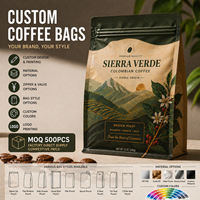 Sac à fond plat personnalisé avec logo imprimé flexo, recyclable, pour l'emballage des grains de café, avec valve (matériel PET+VMPET+PE)