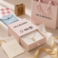Boîtes à bijoux personnalisées en gros, boîte cadeau pour bijoux personnalisée, laminage mat, carton, compartiment coulissant, logo personnalisé