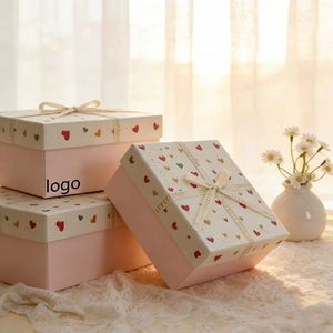 Factory Direct Customizable Heart-print <b>Gift</b> <b>Box</b> With Ribbon Cute Ideal for Valentine's Day & <b>Gift</b> Packaging - Product Image 2