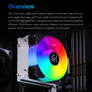 Enfriador de aire de <span class=keywords><strong>CPU</strong></span> de alto rendimiento SNOWMAN, diseño térmico de tubo de calor dual silencioso con disipador de calor de cobre de iluminación RGB - Product Image 2