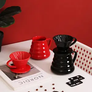 Entonnoir à café en céramique filtre tasse conique motif en spirale filtre goutte à goutte dispositif à main verser sur goutteur café outils ensemble