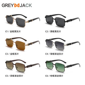 Nouvelles lunettes de soleil polarisées de style européen et américain, monture carrée, unisexe, métal, UV400, verres TAC noirs, miroir de conduite - Product Image 2