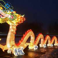 Anpu Lighting - Linterna Gigante con Motivo de Dragón Chino Tradicional, Luz LED para Exteriores, Impermeable, Decoración para el Día de Año Nuevo, Festivales y Eventos
