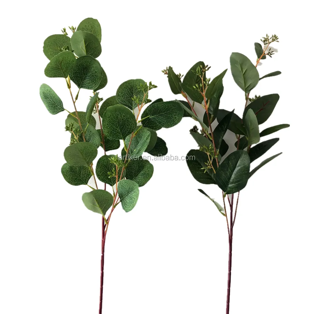 Amazon decorative flower Artificial Green Leaves plant Artificial Eucalyptus stem Foliage Branch