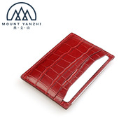 Portefeuille fin en cuir de qualité supérieure à motif crocodile personnalisé, blocage RFID, style anglais, porte-cartes de crédit, sans fermeture, épaisseur 30 mm