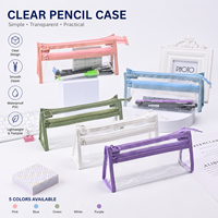 Pochette à crayons en PVC transparent, grande capacité, fermeture éclair, organiseur de papeterie, étui pour étudiants, fournitures scolaires et de bureau, OEM personnalisé