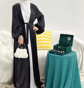 穆斯林abayah Abaya开放和服开衫musulman民族伊斯兰服装纯色穆斯林女装