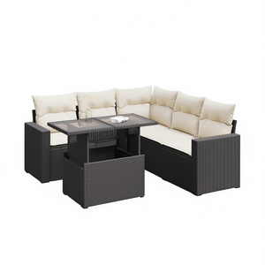 Set Divano da Giardino in Rattan Nero a 6 Posti, Arredamento da Esterno Moderno e Contemporaneo - Product Image 1