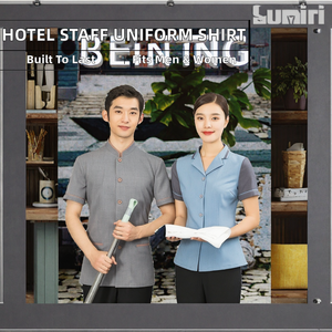 Chemise à manches courtes pour personnel d'hôtel, restaurant, réceptionniste, service d'étiquette, ménage, uniforme de nettoyeur, homme/femme, 100% coton - Product Image 2