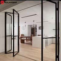 Porte pliante accordéon en alliage d'aluminium robuste Rolansini pour balcon, certifiée NFRC, porte vitrée à double battant pour appartement