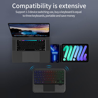Casing papan ketik mini, alat ketik Bluetooth nirkabel lampu latar untuk Apple i pad 6 dengan tempat pensil