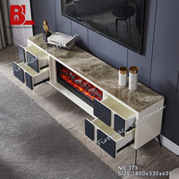 Meuble TV moderne avec foyer électrique et plateau en marbre, télécommande, foyer électrique 75 pouces avec meuble TV intégré, luxe moderne