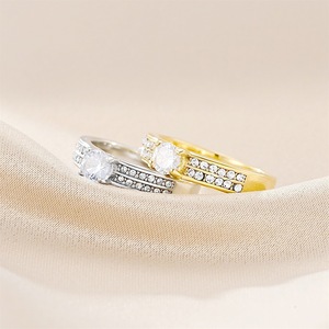 <b>Gold</b> Stainless Steel Plated Couple <b>Rings</b> for Lovers Wedding Bands Men's Women's <b>Rings</b> Zircon Ladies <b>Set</b> <b>Ring</b> Jewelry Valentine's - Product Image 6