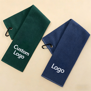 Serviette de golf personnalisée en gros avec logo, en microfibre douce à tissage gaufré, avec mousqueton, séchage rapide pour sports de plein air - Product Image 1