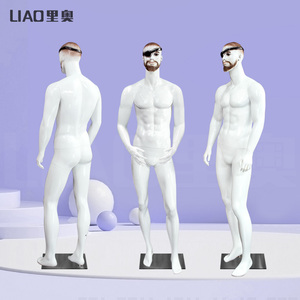 Maniquí Masculino de Fibra de Vidrio Blanco con Maquillaje Realista, para Exhibición en Escaparates de Moda Masculina - Product Image 2