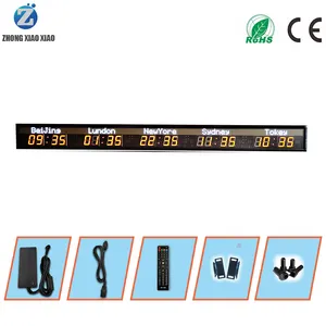 Zhong xiaoxiao relógio digital led de parede, 5 fusos horários marca 5 grande gps