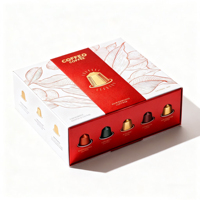 Boîte d'emballage en papier vide de luxe en carton personnalisée, facile à ouvrir, pour l'affichage de capsules de café expresso