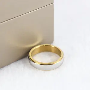 Wholesale Simple designed Gorgeous 18K PVD Gold Plated Rings Stainless Steel Rings for Women and men