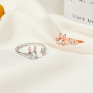 Anillo ajustable con diseño <span class=keywords><strong>de</strong></span> <span class=keywords><strong>conejo</strong></span> y flores para mujer y niña, sortija <span class=keywords><strong>de</strong></span> Pascuas con diseño <span class=keywords><strong>de</strong></span> flores <span class=keywords><strong>de</strong></span> estilo Kawaii, a la moda, <span class=keywords><strong>2022</strong></span> - Product Image 3