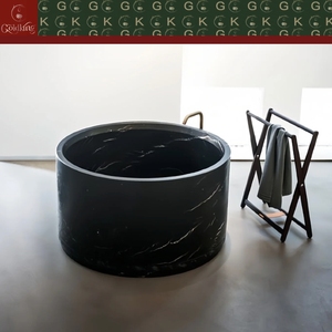 Bañera Cilíndrica de Mármol <span class=keywords><strong>Verde</strong></span> Oscuro y Negro con Vetas Blancas para Exteriores, Estilo Moderno Villa Costera GOLDKING, Personalizable OEM - Product Image 5