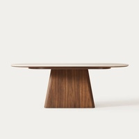 Ensemble table et chaises en pierre d'ardoise nordique, style moderne simple et vintage, table ovale en pierre frittée, petite famille
