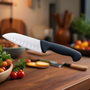 Coltello Santoku 7 Pollici con Lama in Acciaio Inossidabile e Manico in Plastica, Resistente per Uso in Cucina - Product Image 3