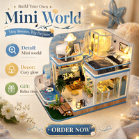 Kit de maison miniature Hamaileon OEM à assembler soi-même, maison de poupée rectangulaire créative 3D style Baie d'Egée pour adultes, pour soulager le stress