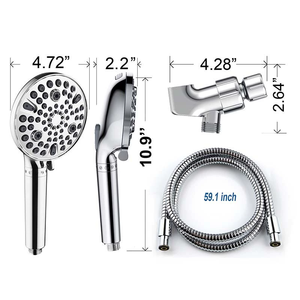 Moderna pistola de ducha con filtro cromado, presurizada, con flujo ajustable, cabezal de ducha híbrido multifuncional. - Product Image 6