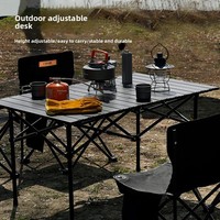 Table pliante d'extérieur en aluminium réglable en hauteur, portable pour pique-nique, camping, stand de camping, table de camping pliable type « Egg Roll »