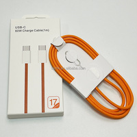 Nuevo Cable de Carga Rápida USB Tipo-C PD de 3 Pies y 60 W, Trenzado de Nailon Naranja, Conductor de Cobre Puro para iPhone, Computadora, Escáner, Cámara