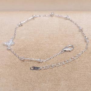 Accessoire de bracelet en argent Wenchi S925, papillon, trois perles, trou traversant, bricolage, bijoux en perles, 19907, taille 7-9, capuchons de perles de 3 mm, vides - Product Image 2