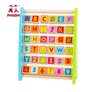 Cuentas de letras para Aprendizaje de bebés, Abacus del alfabeto de madera para niños, juguete educativo para Kidi