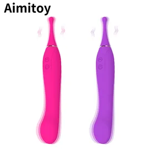 Aimitoy diş fırçası şekli klitoris masajı vibratör silikon yetişkin seks oyuncakları çiçek 2 kafaları Deldo titreşim kadın vibratör