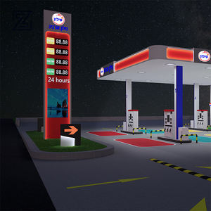 Fabricant de panneaux pylônes de station-service personnalisés - Signalisation à LED sur auvent, structure montée sur poteau pour station-service - Product Image 1