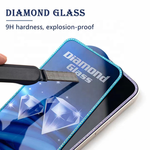 Film de protection d'écran en verre trempé HD avec bords diamantés lumineux pour <span class=keywords><strong>iPhone</strong></span> XR XS <span class=keywords><strong>11</strong></span> Pro 12 13 14 Plus 15 16 Pro Max 17 Air - Product Image 4