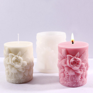 Rose Flower Column Wax Mold Cylindrical Silicone Mold For Candle Making Valentine'S Day DIY Craft - Product Image 4