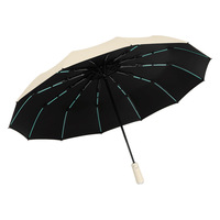 Parapluie automatique pliant en trois sections de 23 pouces, à 12 baleines renforcées, pour adultes, protection solaire extérieure, cadeaux d'affaires