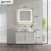 Buildgres vanité fonctionnelle salle de bain avec lavabo en pierre naturelle vanité de salle de bain