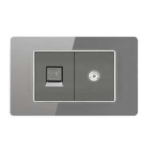 Prise murale TV standard américaine CAT5, adaptateur module RJ45, port ordinateur, câble réseau + prise murale TV - Product Image 1